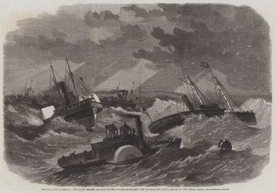 The Civil War in America, the Picket leading the Ships of the Burnside Expedition over Hatteras Bar by Edwin Weedon